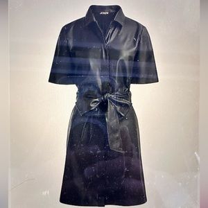 Button Front Faux Leather Dress